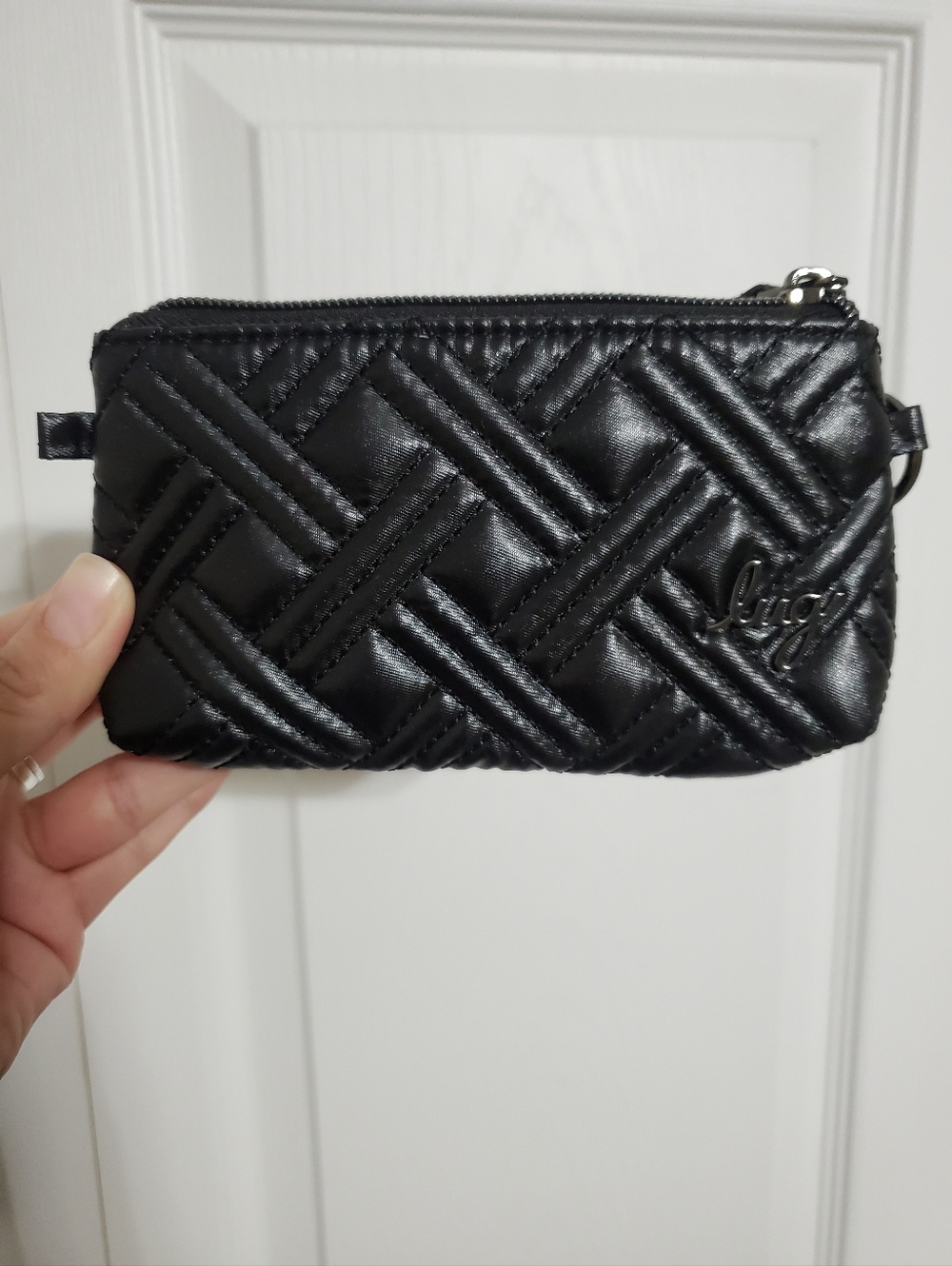 Lug Black Quilted ID Wallet with Clear Window Gunmetal Black - Picture 1 of 7
